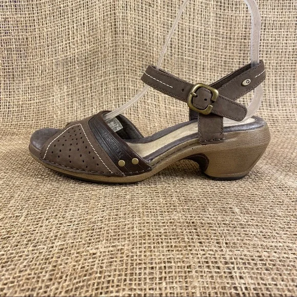 Merrell Clog Sandals leather heel Brown Ankle Sling Back Size 6 - Picture 3 of 11